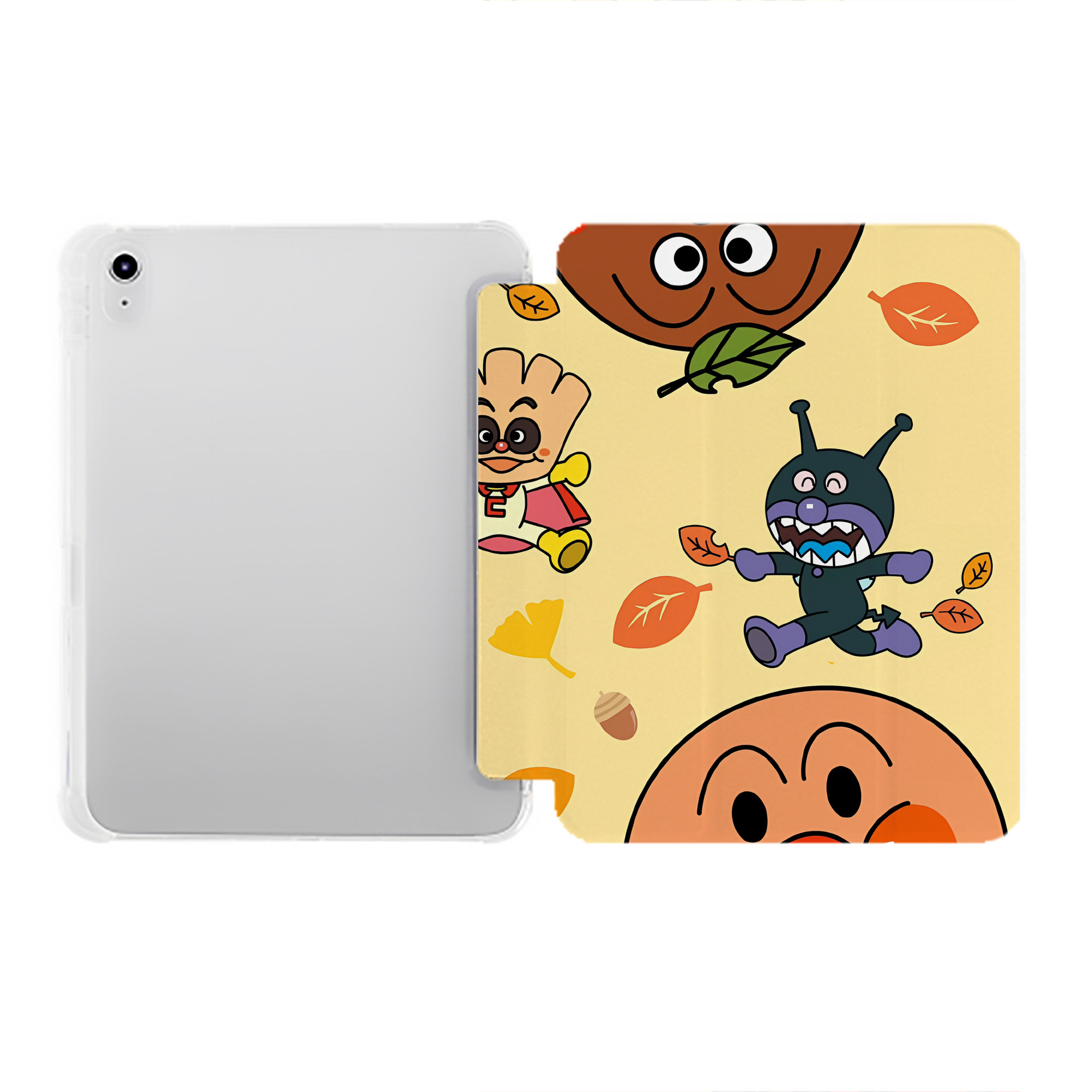 （画像用） アンパンマン Anpanman IPad ケース ペン収納付き 三つ折りスタンド PUレザー×シリコン 対応機種9.5/10.5/10.9インチ